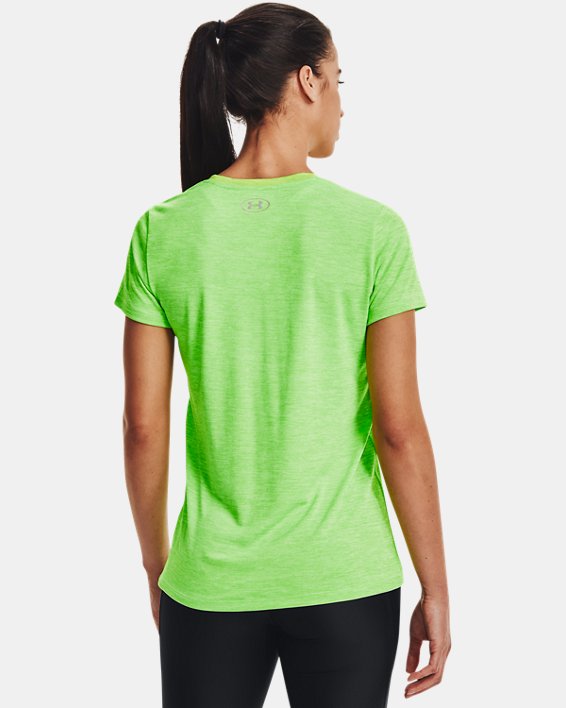 Women's UA Tech™ Twist V-Neck Short Sleeve in Green image number 1